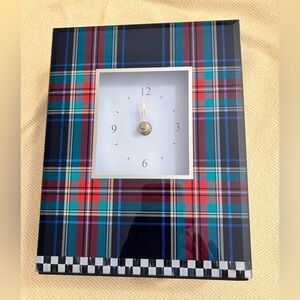 MacKenzie-Childs Tartan Carriage Clock in Red, Teal, Navy, and Black